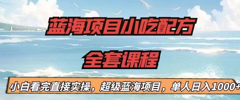 蓝海项目小吃配方全套课程，小白看完直接实操，单人日入1000+【揭秘】-甬战资源库