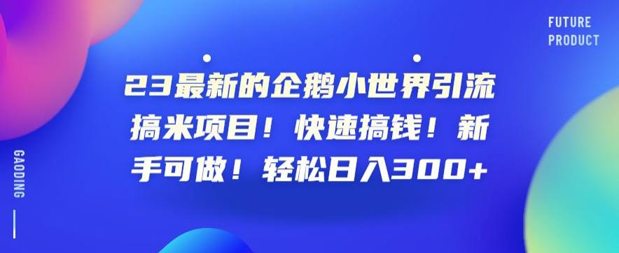 23最新的企鹅小世界引流搞米项目！快速搞钱！新手可做！轻松日入300+【揭秘】-甬战资源库