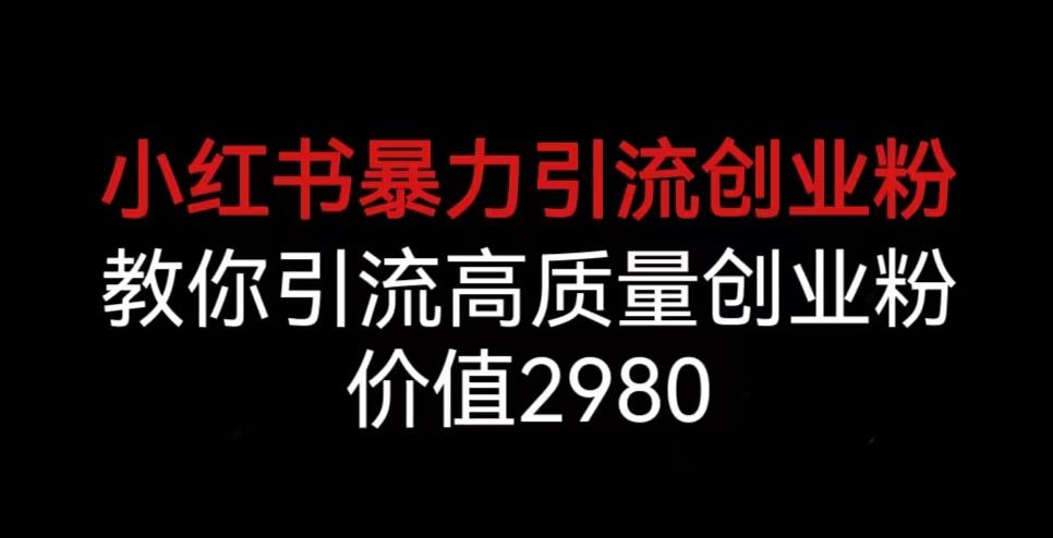 小红书暴力引流创业粉，教你引流高质量创业粉，价值2980【揭秘】-甬战资源库