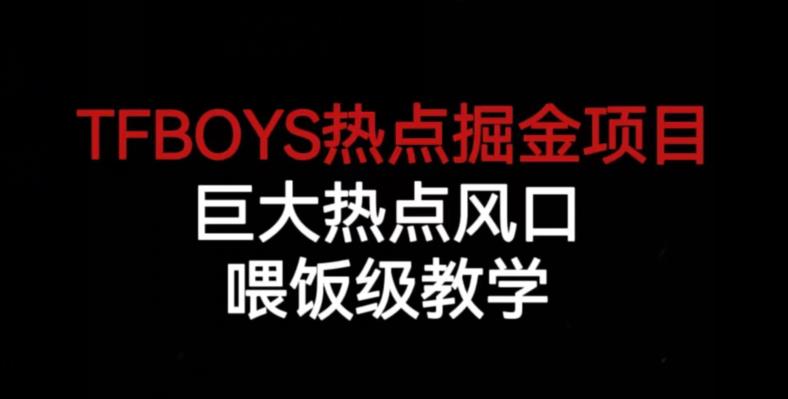 TFBOYS热点掘金项目，巨大热点风口，喂饭级教学-甬战资源库