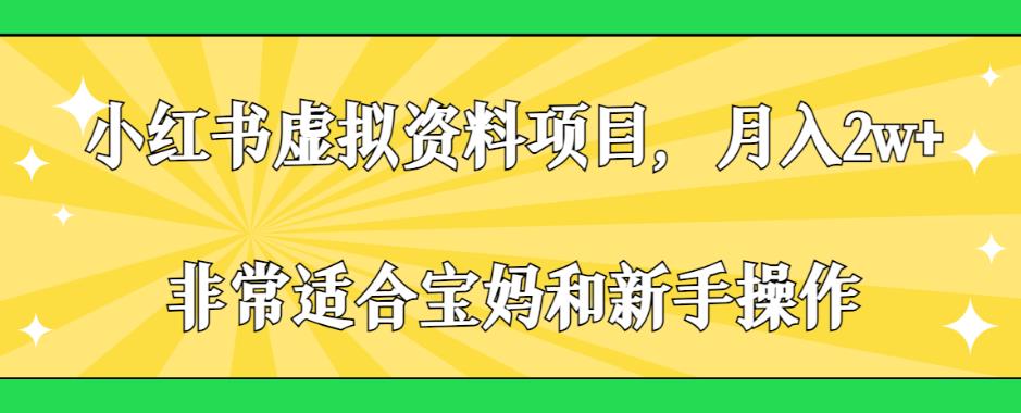 小红书虚拟资料项目，月入2w+，非常适合宝妈和新手操作【揭秘】-甬战资源库