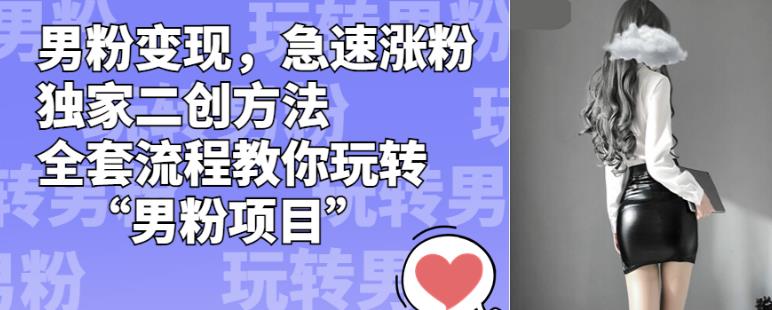 男粉变现，急速涨粉独家二创方法，全套流程教你玩转“男粉项目”【揭秘】-甬战资源库