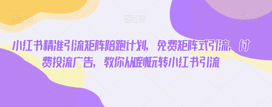 小红书精准引流矩阵陪跑计划，免费矩阵式引流，付费投流广告，教你从0到1玩转小红书引流-甬战资源库