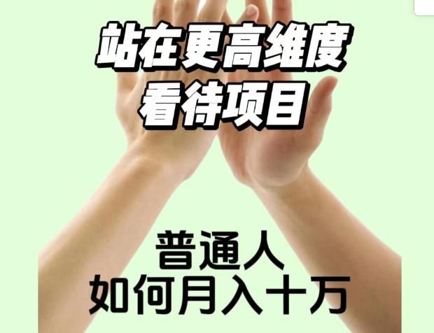 2023最火项目：站在更高维度看待项目，普通人如何月入十万【揭秘】-甬战资源库