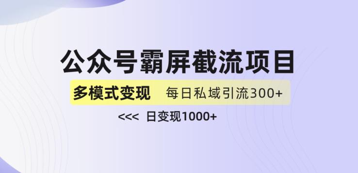 公众号霸屏截流项目+私域多渠道变现玩法，全网首发，日入1000+【揭秘】-甬战资源库