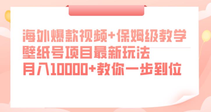 海外爆款视频+保姆级教学，壁纸号项目最新玩法，月入10000+教你一步到位【揭秘】-甬战资源库