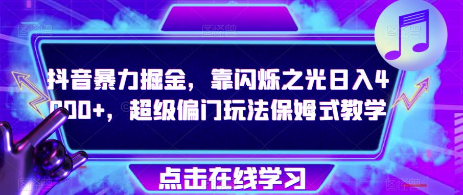 抖音暴力掘金，靠闪烁之光日入4000+，超级偏门玩法保姆式教学-甬战资源库