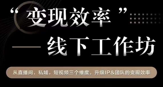 变现效率线下工作坊，从‮播直‬间、私域、‮视短‬频‮个三‬维度，升级IP和团队变现效率-甬战资源库