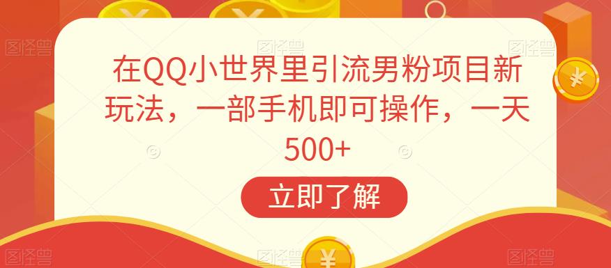 在QQ小世界里引流男粉项目新玩法，一部手机即可操作，一天500+【揭秘】-甬战资源库