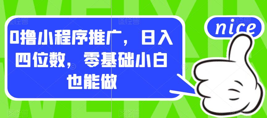 0撸小程序推广，日入四位数，零基础小白也能做【揭秘】-甬战资源库