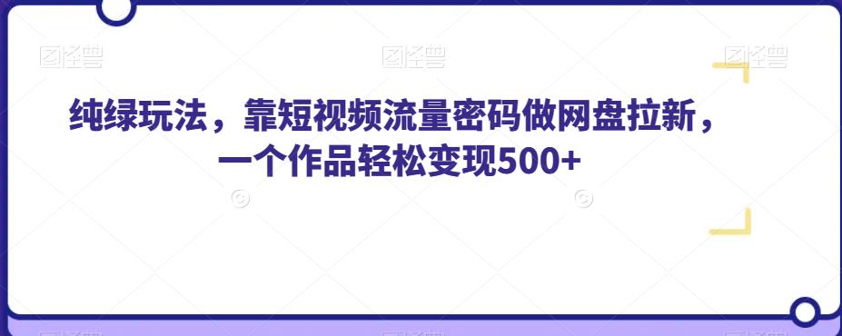 纯绿玩法，靠短视频流量密码做网盘拉新，一个作品轻松变现500+【揭秘】-甬战资源库