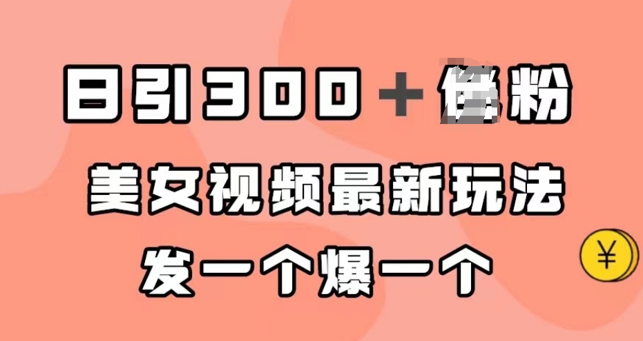 日引300＋男粉，美女视频最新玩法，发一个爆一个【揭秘】-甬战资源库