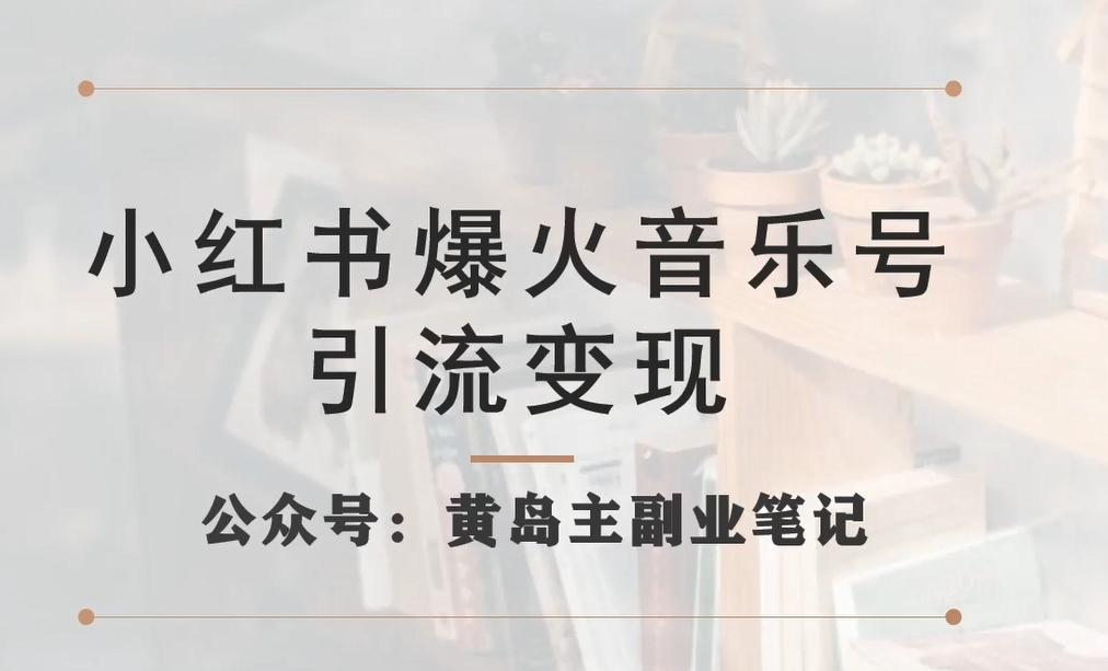 小红书爆火音乐号引流变现项目，视频版一条龙实操玩法分享给你-甬战资源库