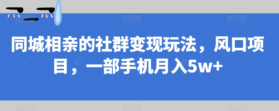 同城相亲的社群变现玩法，风口项目，一部手机月入5w+【揭秘】-甬战资源库