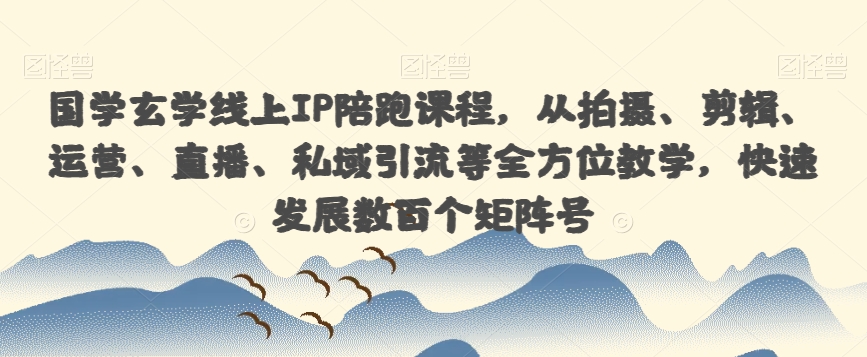 国学玄学线上IP陪跑课程，从拍摄、剪辑、运营、直播、私域引流等全方位教学，快速发展数百个矩阵号-甬战资源库