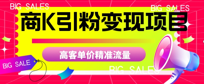 商K引粉变现项目，高客单价精准流量【揭秘】-甬战资源库