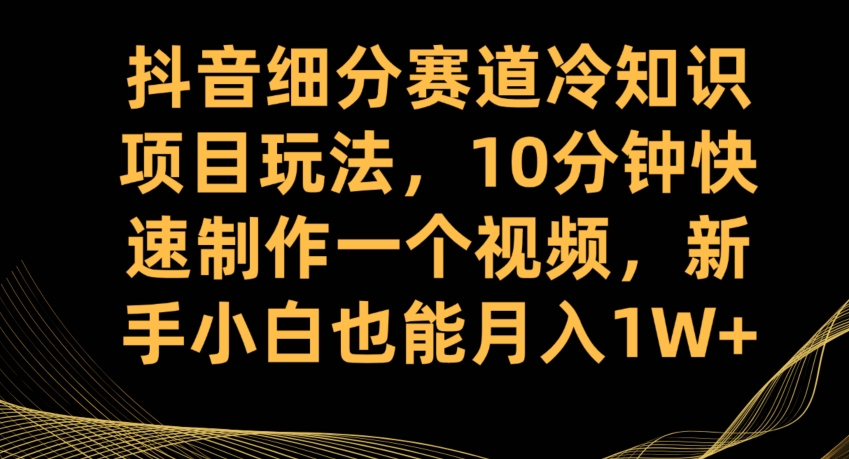 抖音细分赛道冷知识项目玩法，10分钟快速制作一个视频，新手小白也能月入1W+【揭秘】-甬战资源库