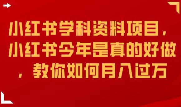 小红书学科资料项目，小红书今年是真的好做，教你如何月入过万【揭秘】-甬战资源库
