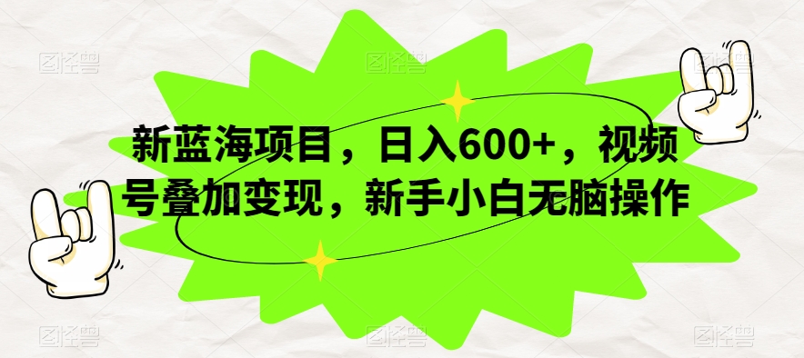 新蓝海项目，日入600+，视频号叠加变现，新手小白无脑操作【揭秘】-甬战资源库