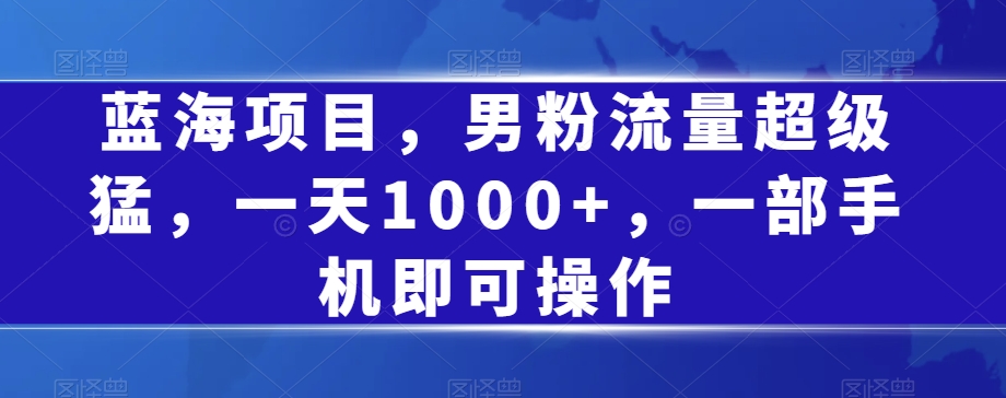 蓝海项目，男粉流量超级猛，一天1000+，一部手机即可操作【揭秘】-甬战资源库