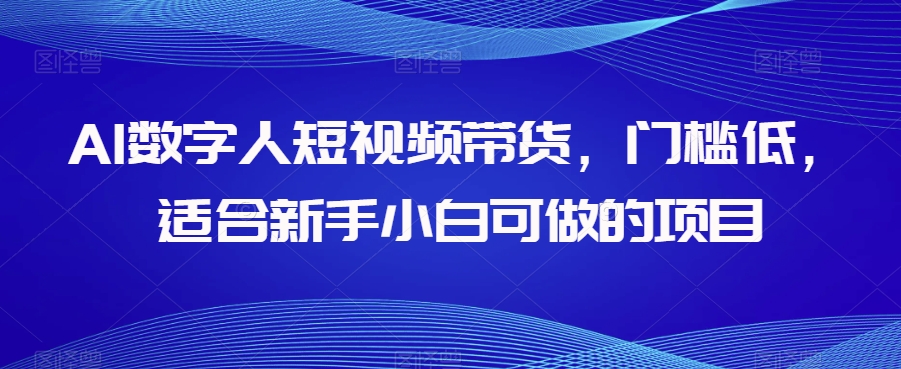 AI数字人短视频带货，门槛低，适合新手小白可做的项目-甬战资源库