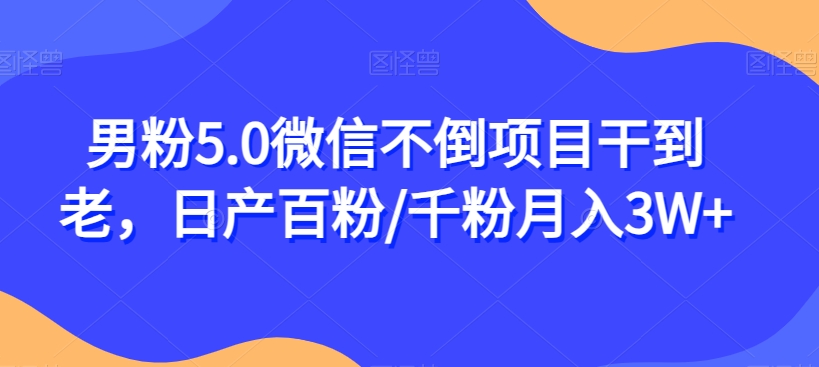男粉5.0微信不倒项目干到老，日产百粉/千粉月入3W+【揭秘】-甬战资源库