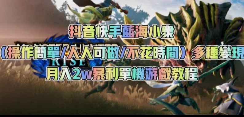 抖音快手蓝海小众（操作简单人人可做不花时间）多种变现月入2w＋暴利单机游戏教程-甬战资源库