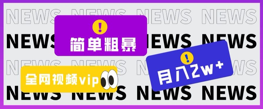 简单粗暴零成本，高回报，全网视频VIP掘金项目，月入2万＋【揭秘】-甬战资源库