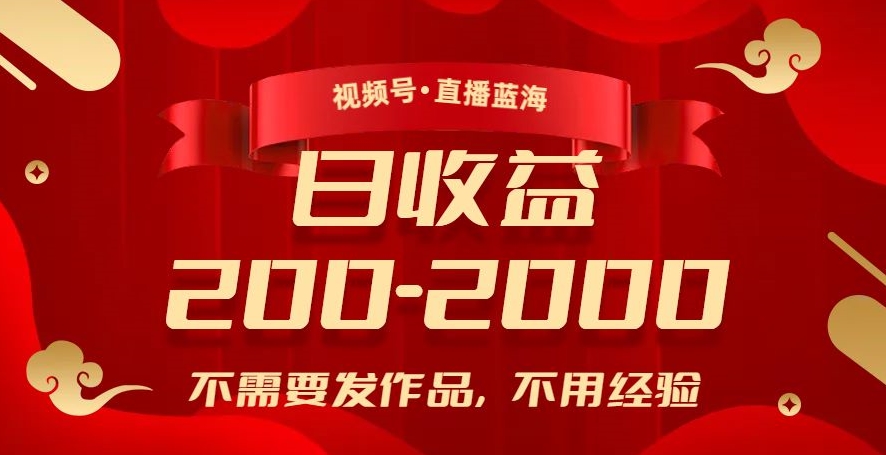 视频号直播蓝海，不需要发作品，不用经验，日入200-2000+【揭秘】-甬战资源库