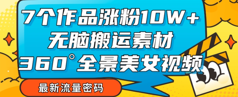 7个作品涨粉10W+，无脑搬运素材，全景美女视频爆款玩法分享【揭秘】-甬战资源库