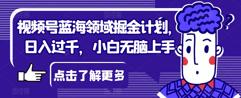视频号蓝海领域掘金计划，日入过千，小白无脑上手【揭秘】-甬战资源库