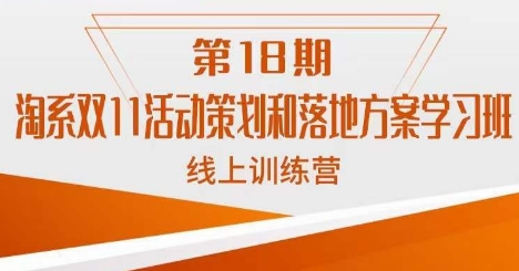 南掌柜·淘系双11活动策划和落地方案线上课18期-甬战资源库