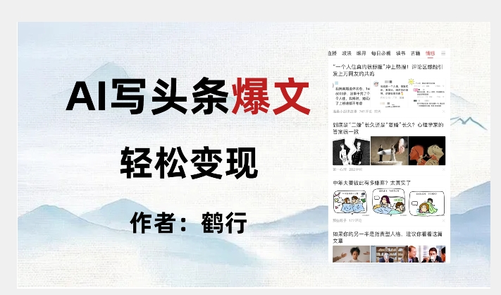 暴力拆解AI写头条爆文，轻松日入500+-甬战资源库