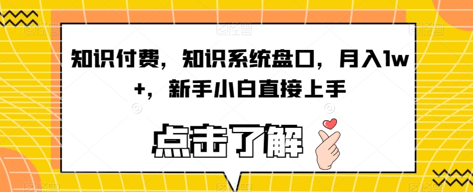 知识付费，知识系统盘口，月入1w+，新手小白直接上手-甬战资源库