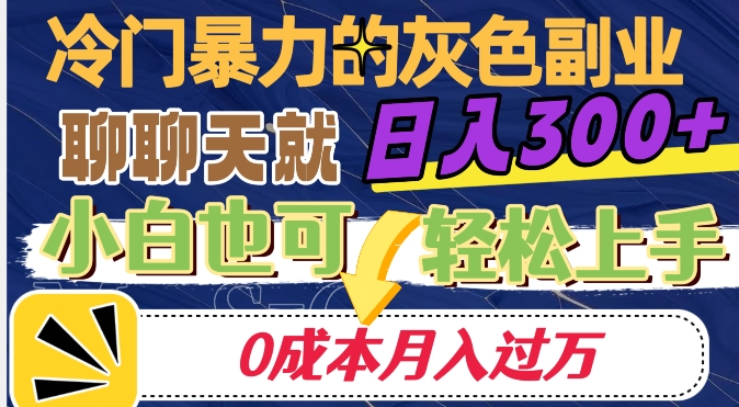 冷门暴利的副业项目，聊聊天就能日入300+，0成本月入过万【揭秘】-甬战资源库