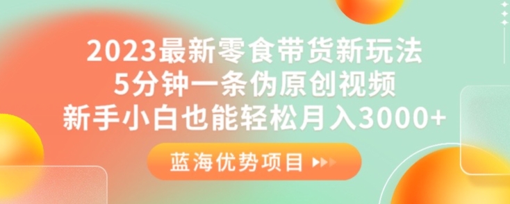 2023最新零食带货新玩法，5分钟一条伪原创视频，新手小白也能轻松月入3000+【揭秘】-甬战资源库