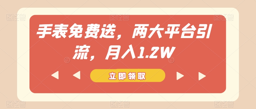手表免费送，两大平台引流，月入1.2W【揭秘】-甬战资源库