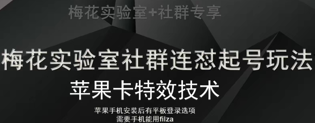 梅花实验室社群视频号连怼起号玩法，最新苹果卡特效技术-甬战资源库