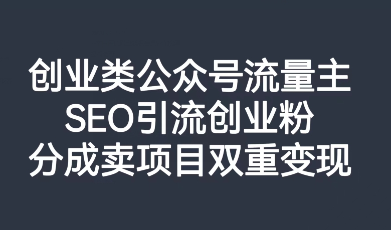 创业类公众号流量主，SEO引流创业粉，分成卖项目双重变现【揭秘】-甬战资源库