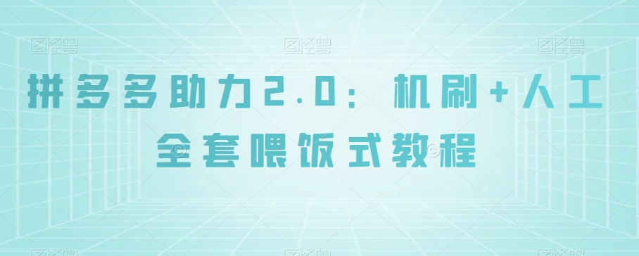拼多多助力2.0：机刷+人工全套喂饭式教程【揭秘】-甬战资源库