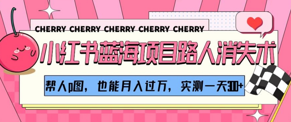 小红书蓝海项目路人消失术，帮人p图，也能月入过万，实测一天300+【揭秘】-甬战资源库