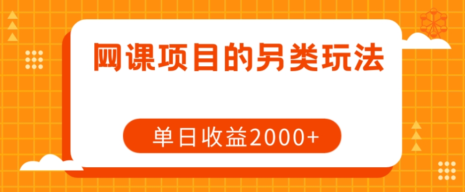 网课项目的另类玩法，单日收益2000+【揭秘】-甬战资源库