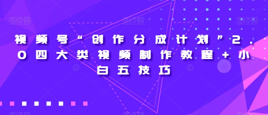 视频号“创作分成计划”2.0四大类视频制作教程+小白五技巧【揭秘】-甬战资源库