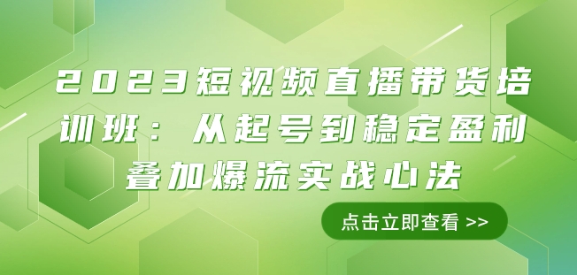 2023短视频直播带货培训班：从起号到稳定盈利叠加爆流实战心法（11节课）-甬战资源库