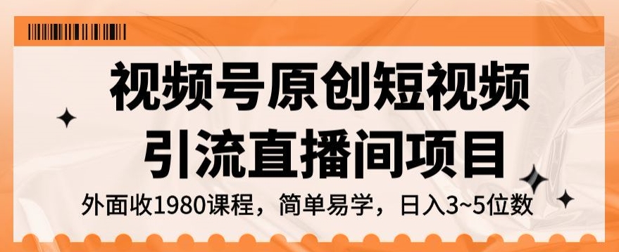 视频号原创短视频引流直播间项目，日入3~5五位数【揭秘】-甬战资源库