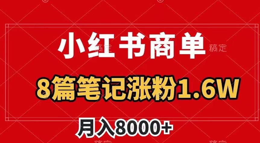 小红书商单最新玩法，8篇笔记涨粉1.6w，作品制作简单，月入8000+【揭秘】-甬战资源库