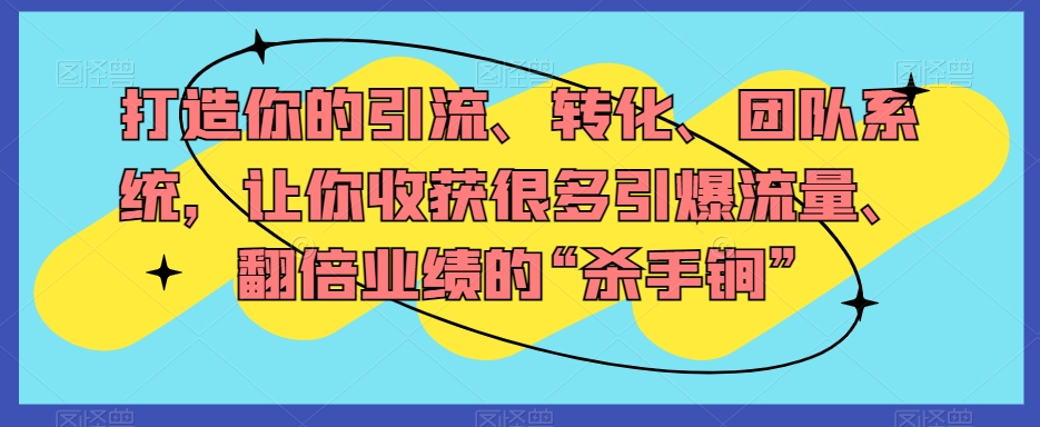 打造你的引流、转化、团队系统，让你收获很多引爆流量、翻倍业绩的“杀手锏”-甬战资源库