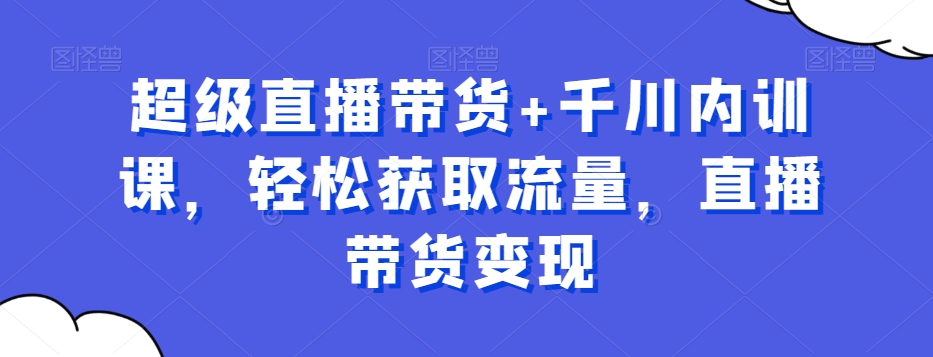 超级直播带货+千川内训课，轻松获取流量，直播带货变现-甬战资源库