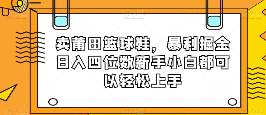 卖莆田篮球鞋，暴利掘金日入四位数新手小白都可以轻松上手【揭秘】-甬战资源库