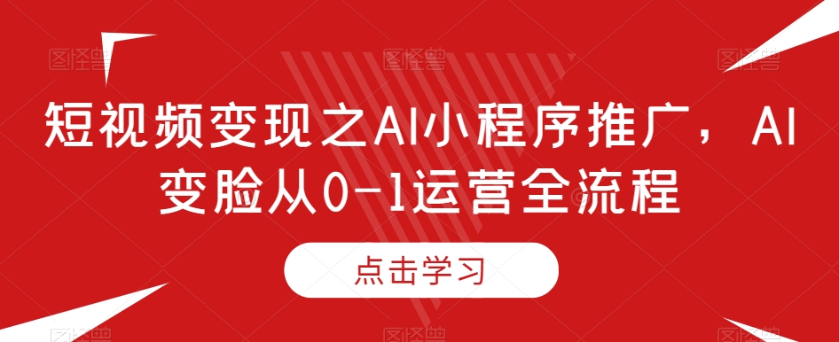 短视频变现之AI小程序推广，AI变脸从0-1运营全流程-甬战资源库
